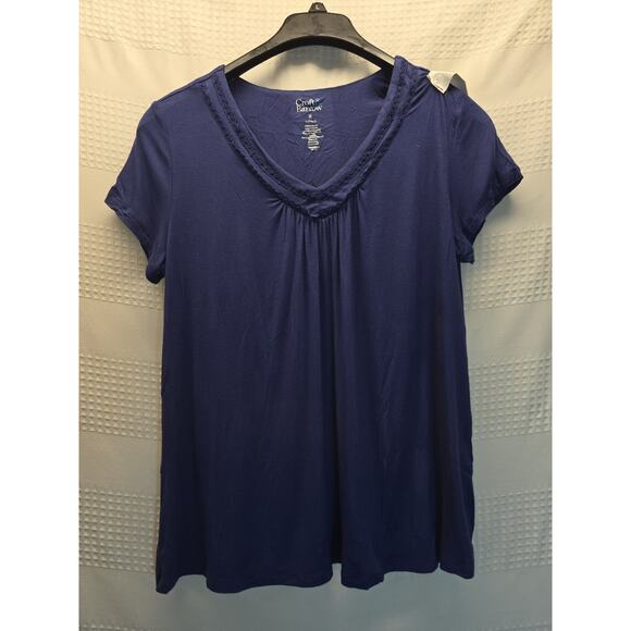 Croft & Barrow Other - Croft & Barrow Pajama Top Vneck Navy Blue Womens Size Medium Short Sleeve